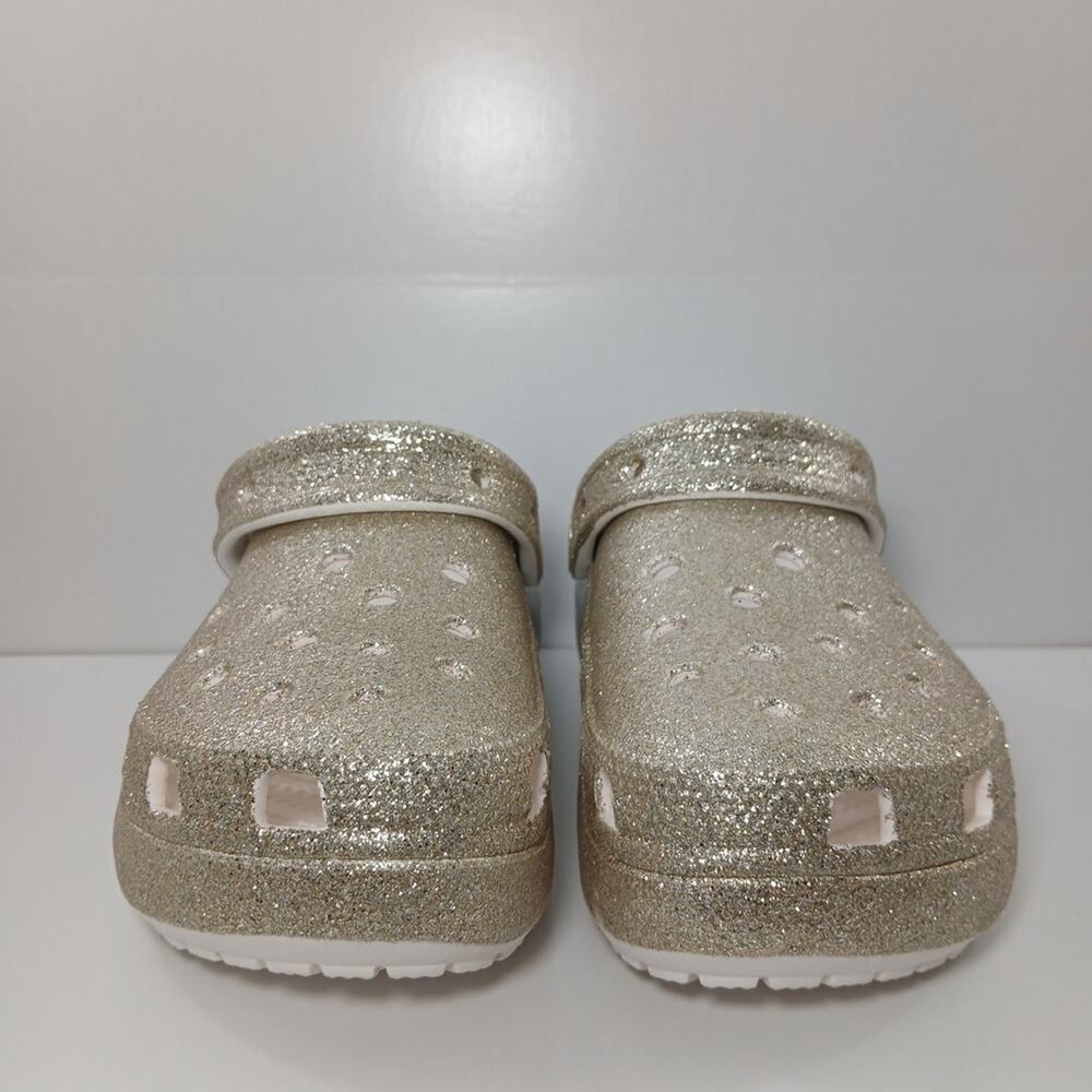 Croc Platform Glitter Ombre Silver Gold Slip on Classic High Heel Clogs Size 7 - Picture 8 of 16